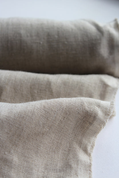 pure natural flax linen sand beige plain texture medium weight fabric