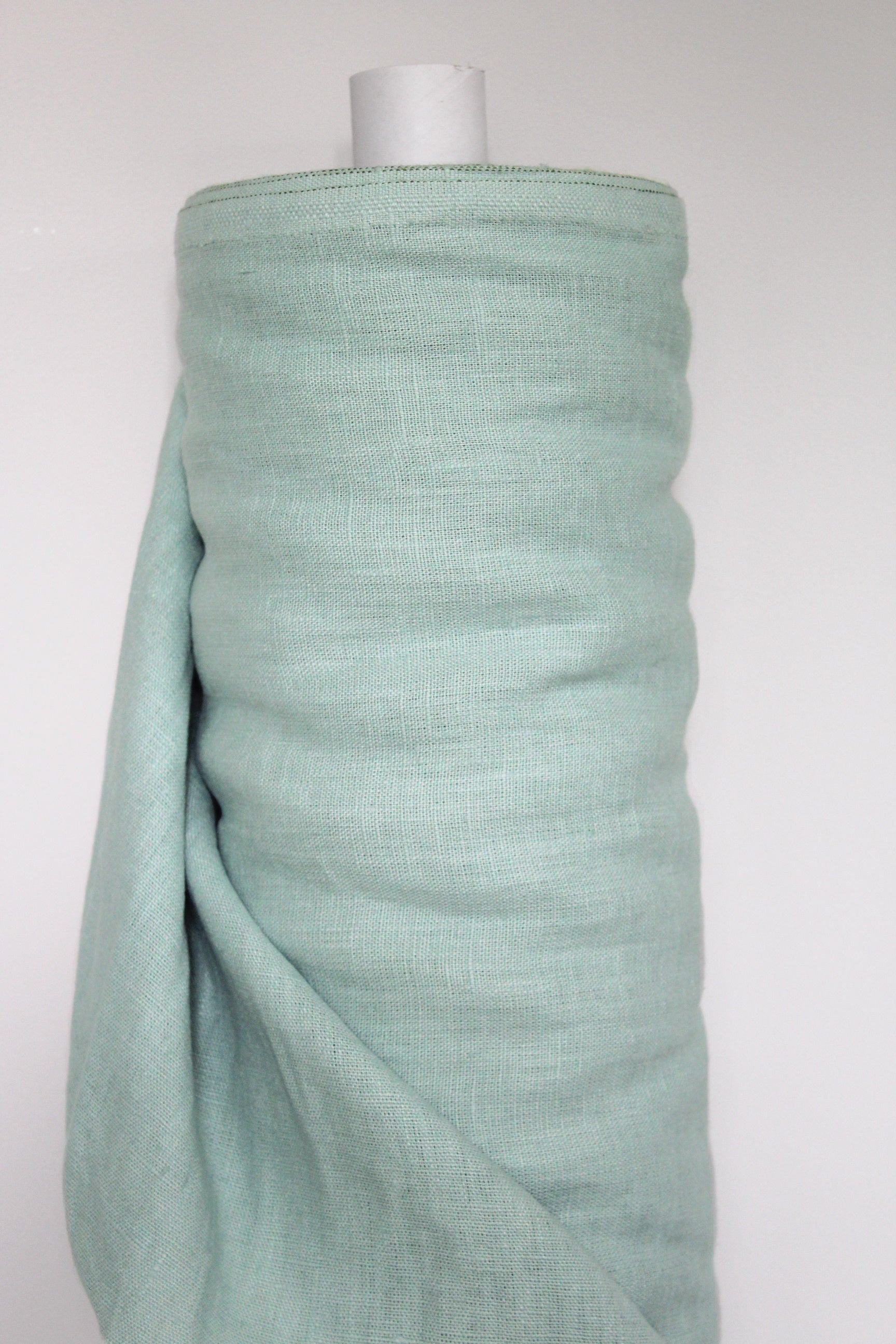 Maya Smoke Mint Linen Fabric - AVLEN