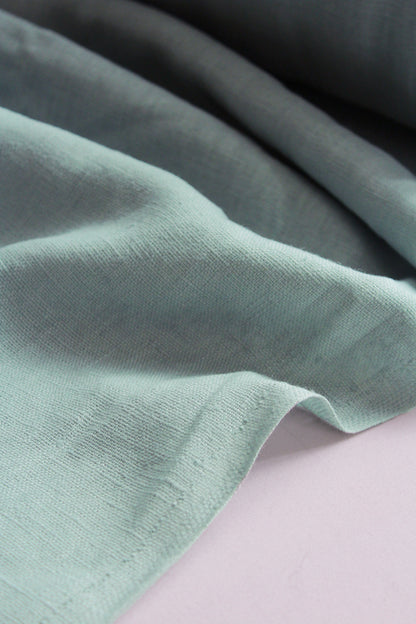 Maya Smoke Mint Linen Fabric - AVLEN