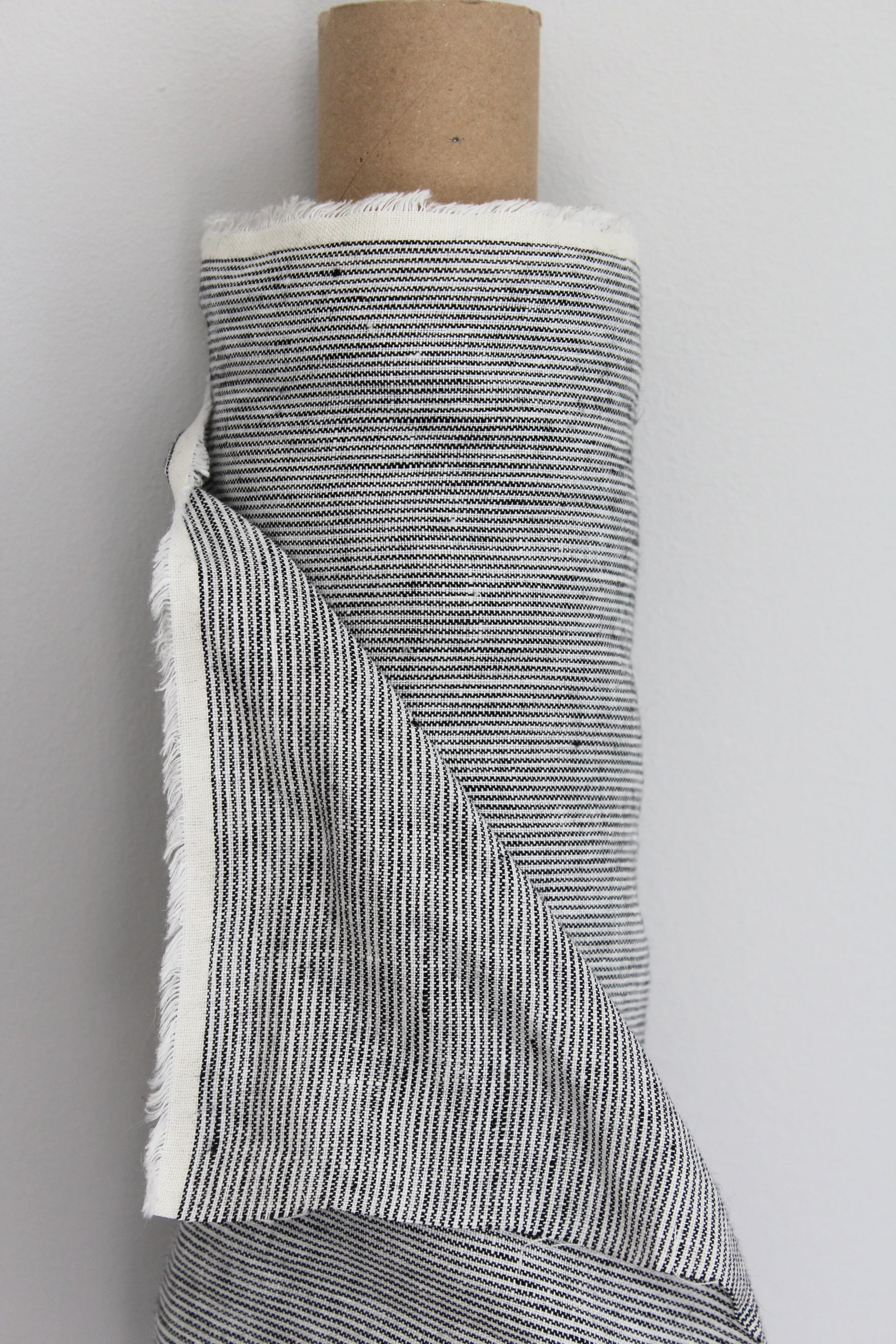 Siena Grey Stripe Linen Fabric - AVLEN