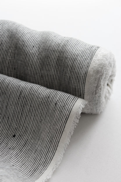 Siena Grey Stripe Linen Fabric - AVLEN