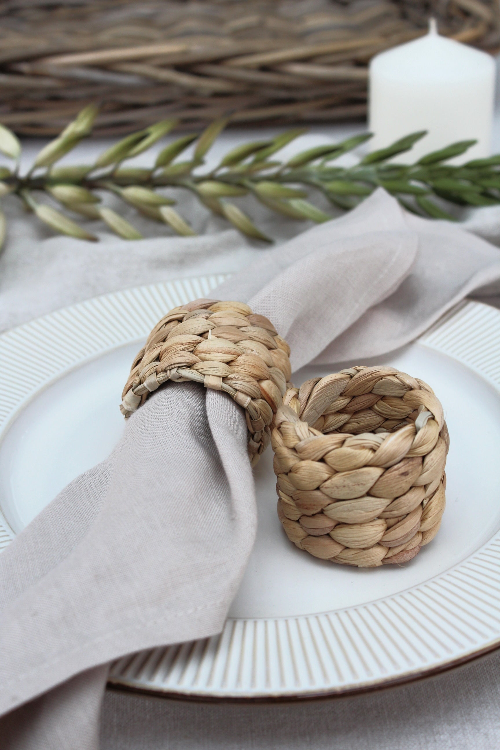 Water Hyacinth Napkin Rings | Set of 2 - AVLEN