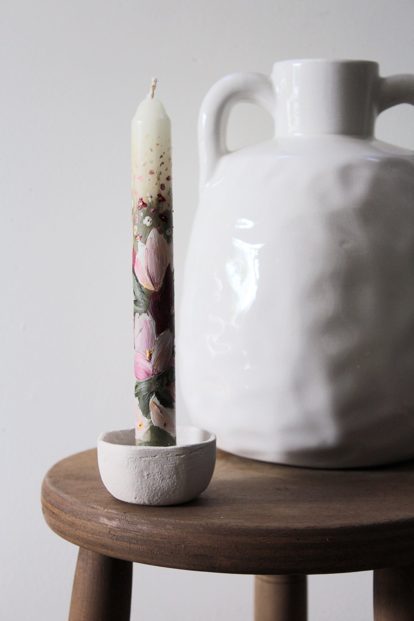 Pink Magnolias | Hand painted candle - AVLEN