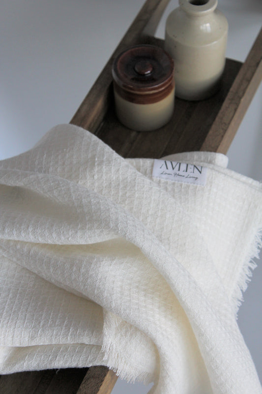 NEW | Waffle Ecru Linen Hand Towel - AVLEN