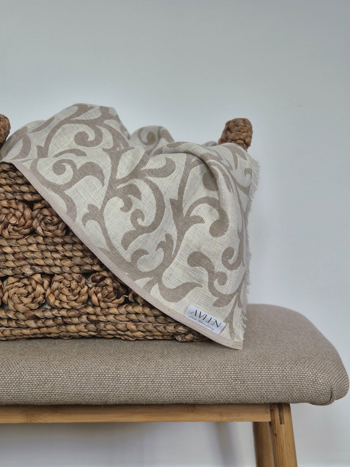 Jacquard Linen Blanket Throw | Reversible Design