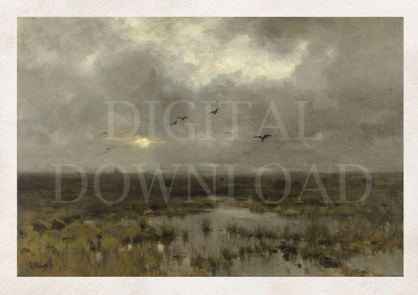 vintage style Marshlands digital download art work