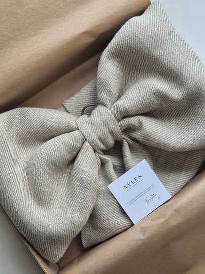 Oversized Linen Bow | Astrid Oatmeal