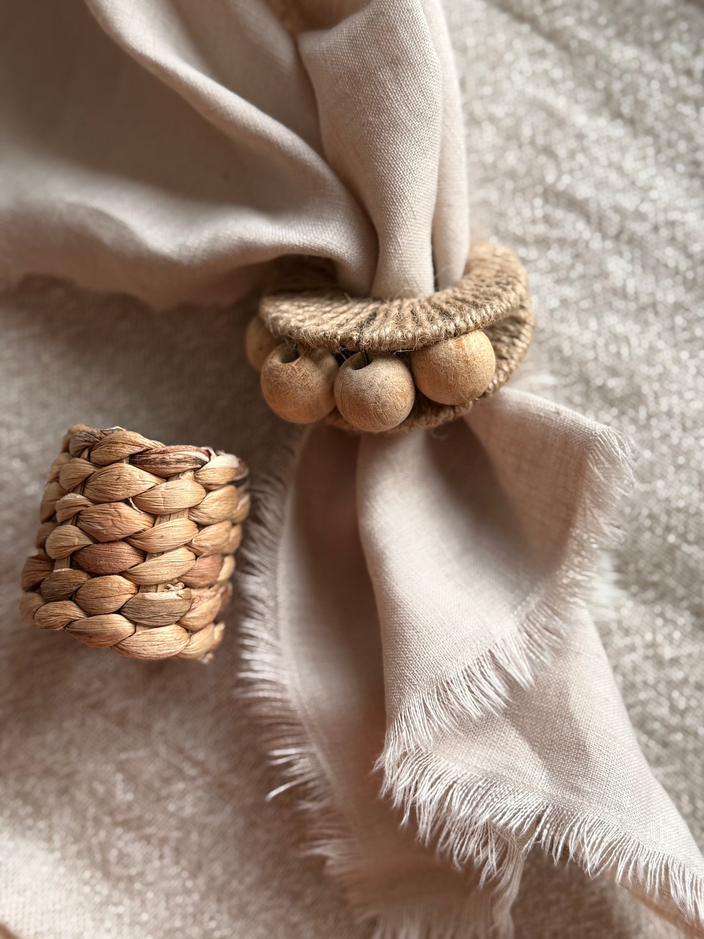 Wooden Bead Napkin Rings | Set of 2