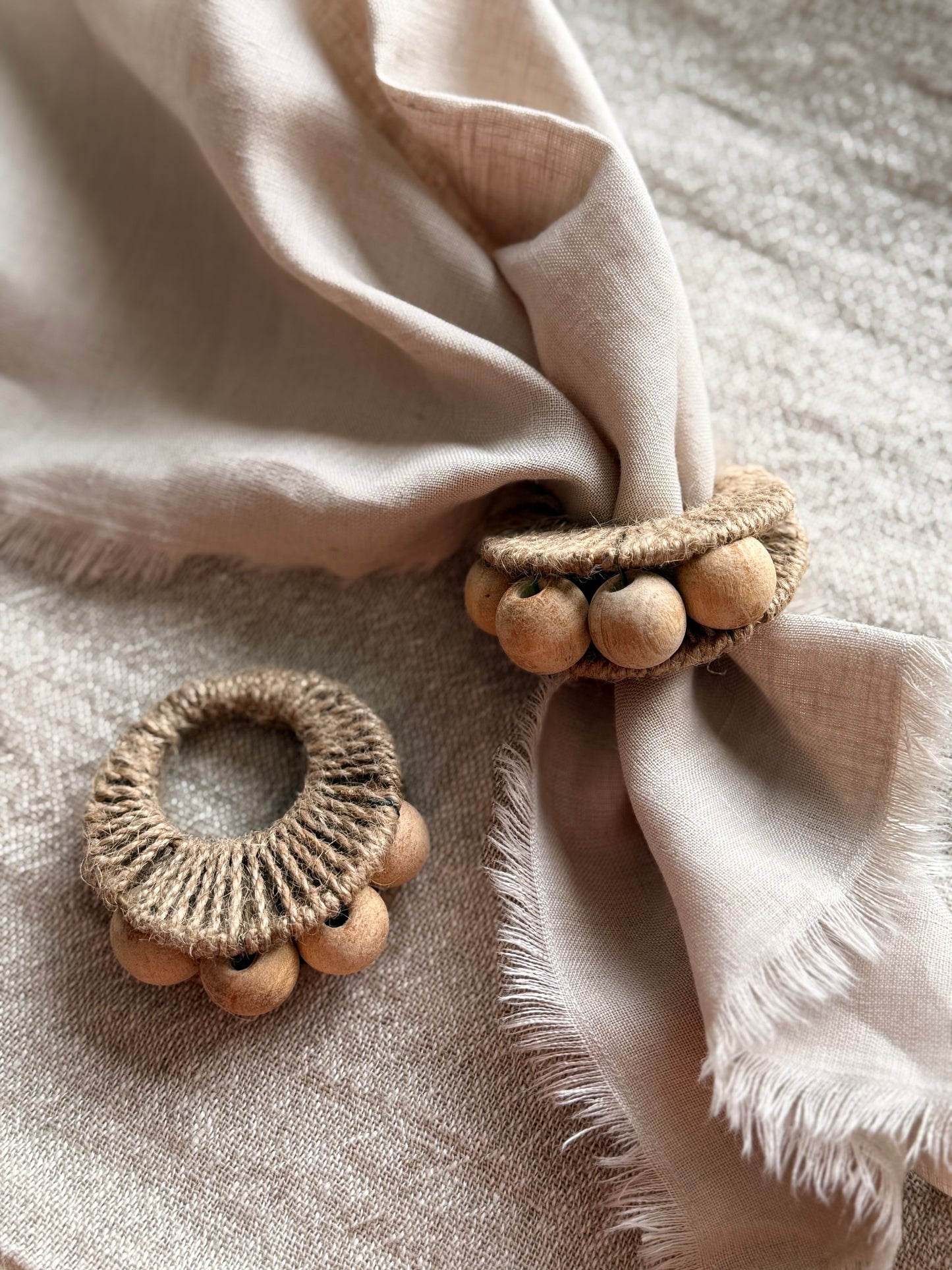 Wooden Bead Napkin Rings | Set of 2