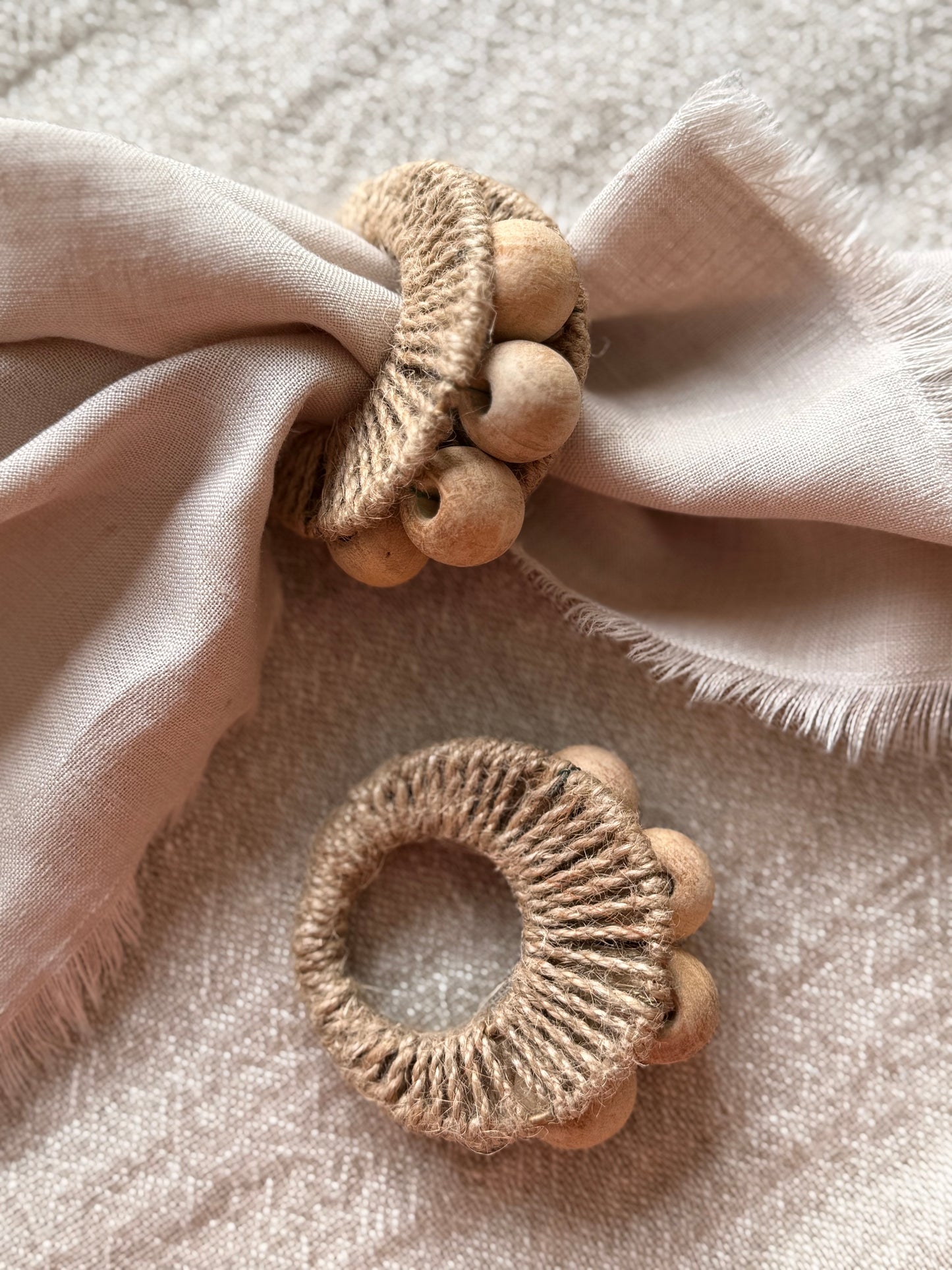 Wooden Bead Napkin Rings | Set of 2
