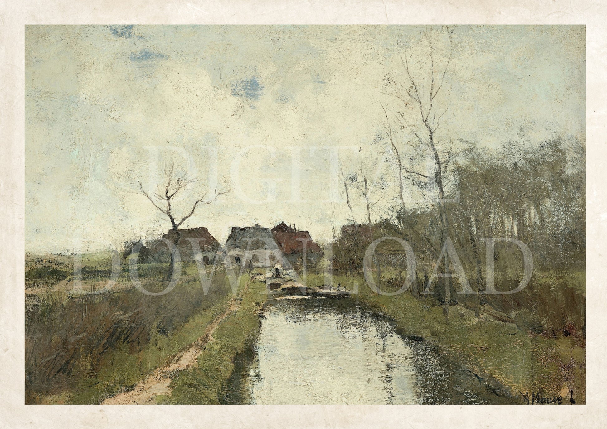 vintage style River House digital download art work