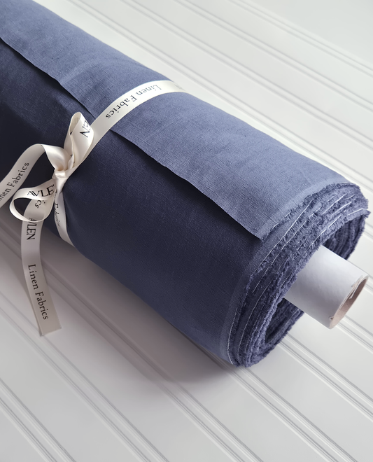 Siena Cloud Blue Linen Fabric | 30m Roll - AVLEN
