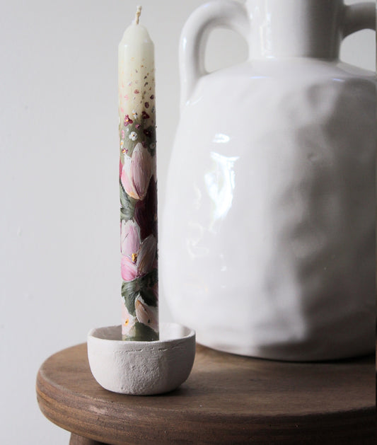 Pink Magnolias | Hand painted candle