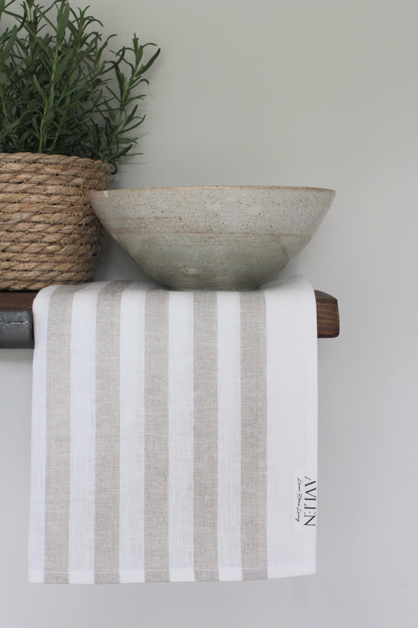 Linen Tea Towel | Thick Sand Stripe - AVLEN