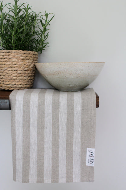 Linen Tea Towel | Thick White Stripe - AVLEN
