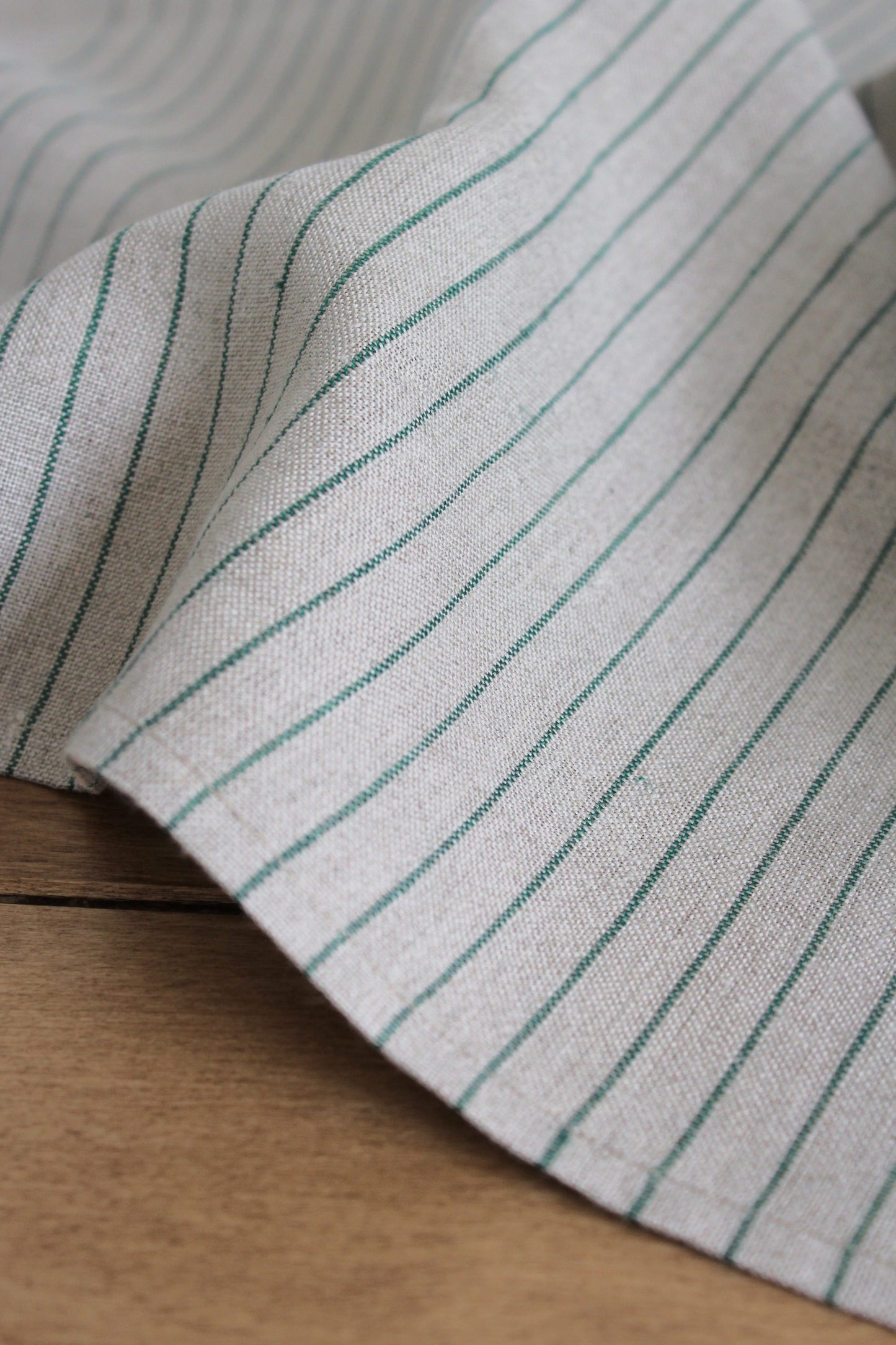 Linen Tea Towel | Pinstripe Green - AVLEN