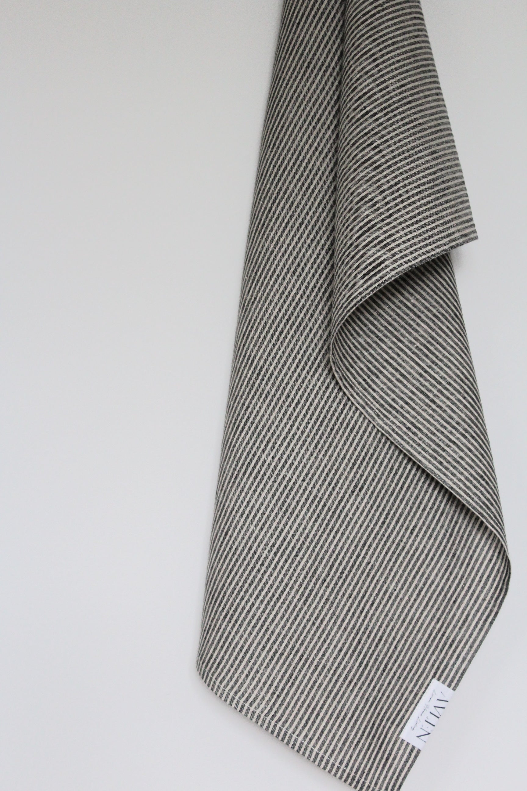 Linen Tea Towel | Wide Mocha Stripe - AVLEN