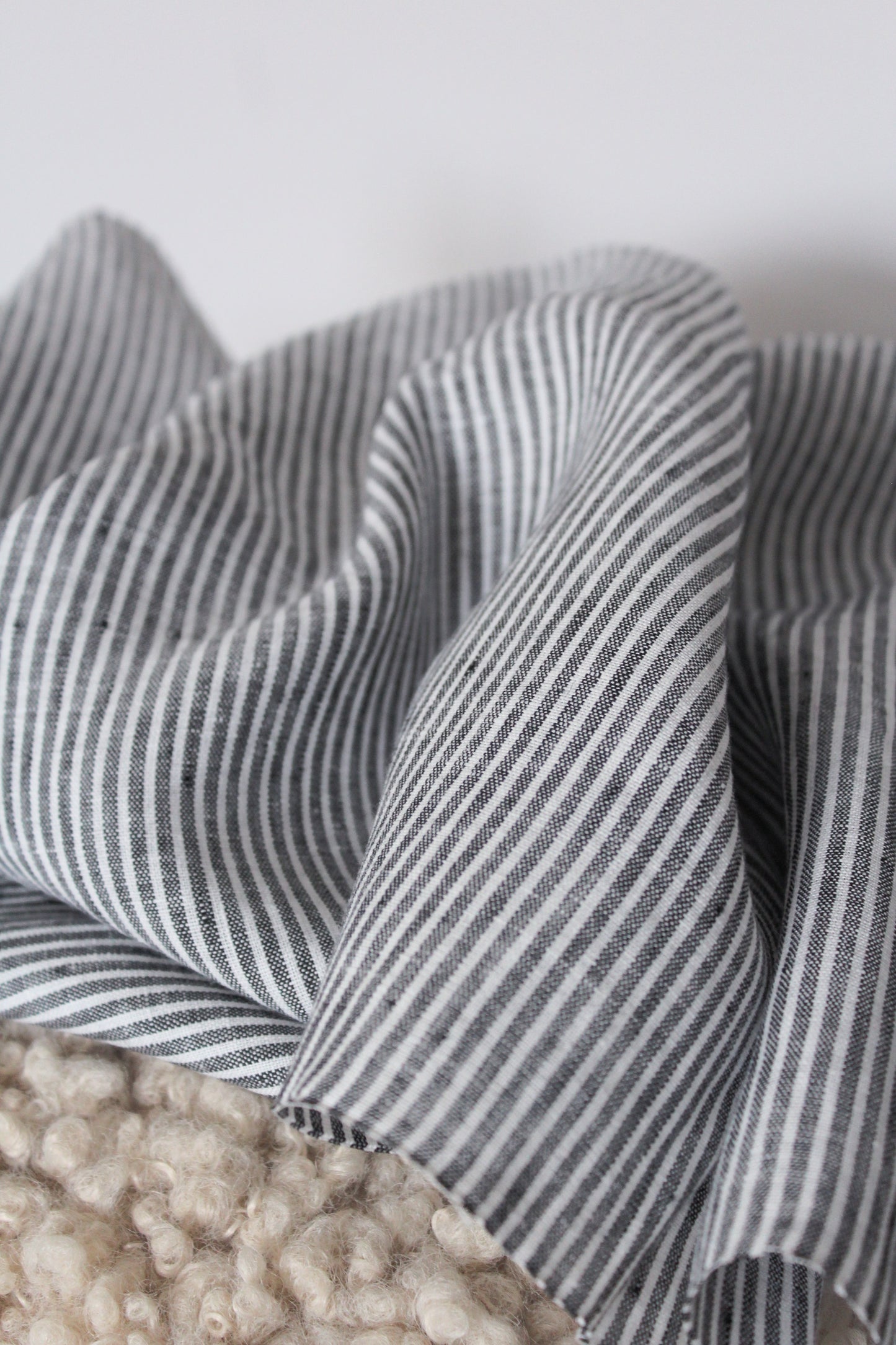 Siena Wide Grey Stripe Linen Fabric - AVLEN