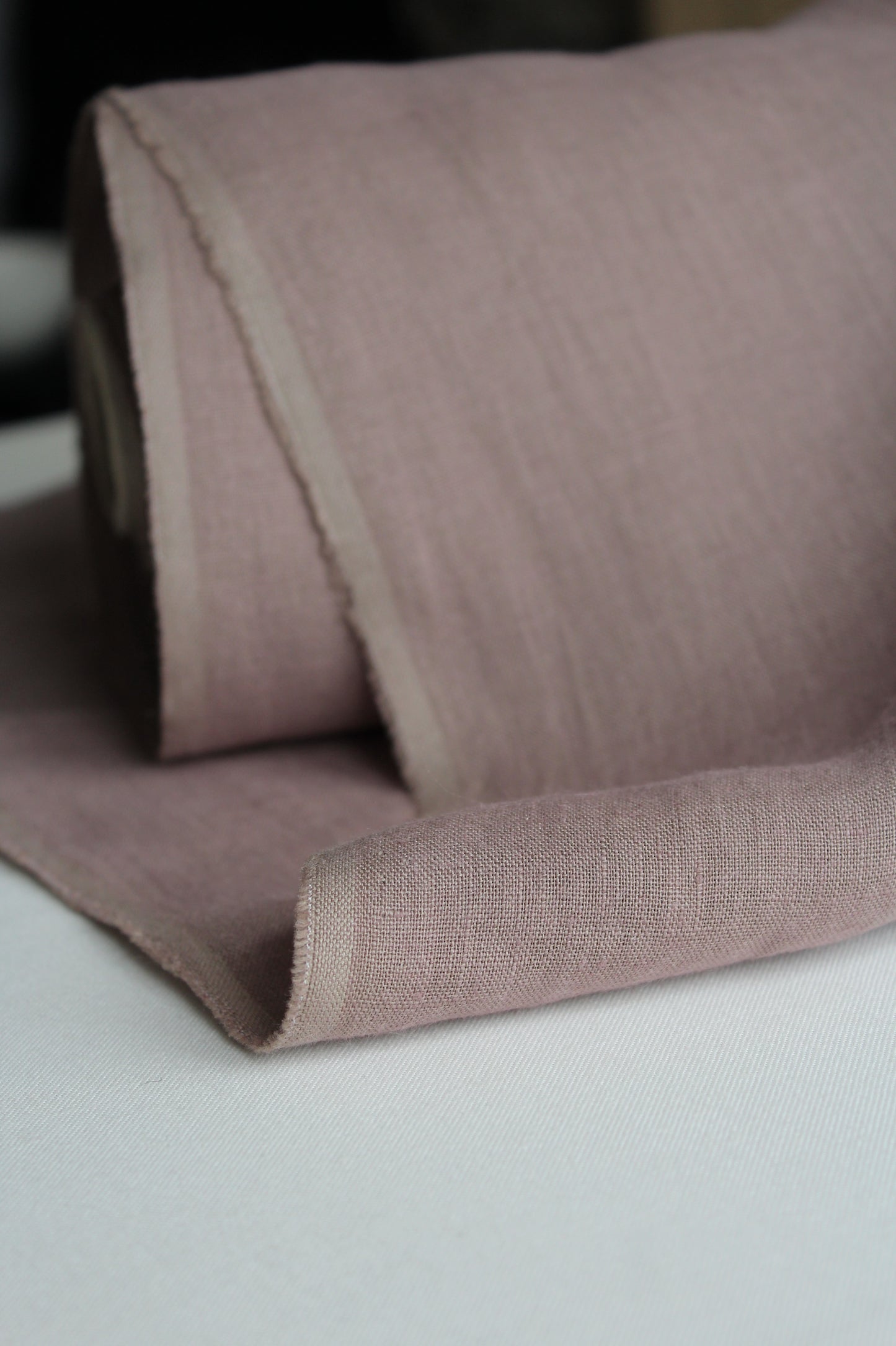 Siena Dusty Mauve Linen Fabric - AVLEN